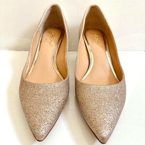 Jewel Badgley Mischka ~ Royalty Gold Kitten Pump Pointy Toe Heel